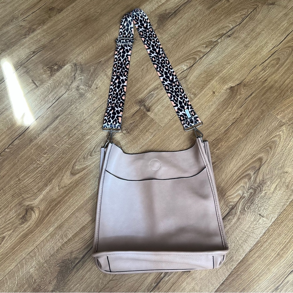Coco + Carmen Alma Messenger Bag – Taupe with Animal Print Strap